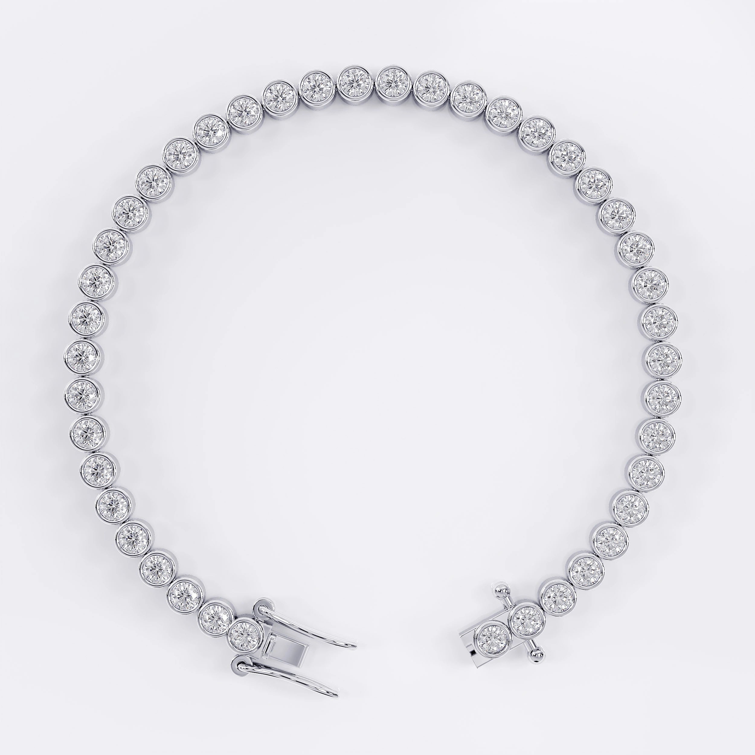 Diamond Tennis Bracelet with Bezel Design - 3mm (925 Sterling Silver) La Stella Jewels