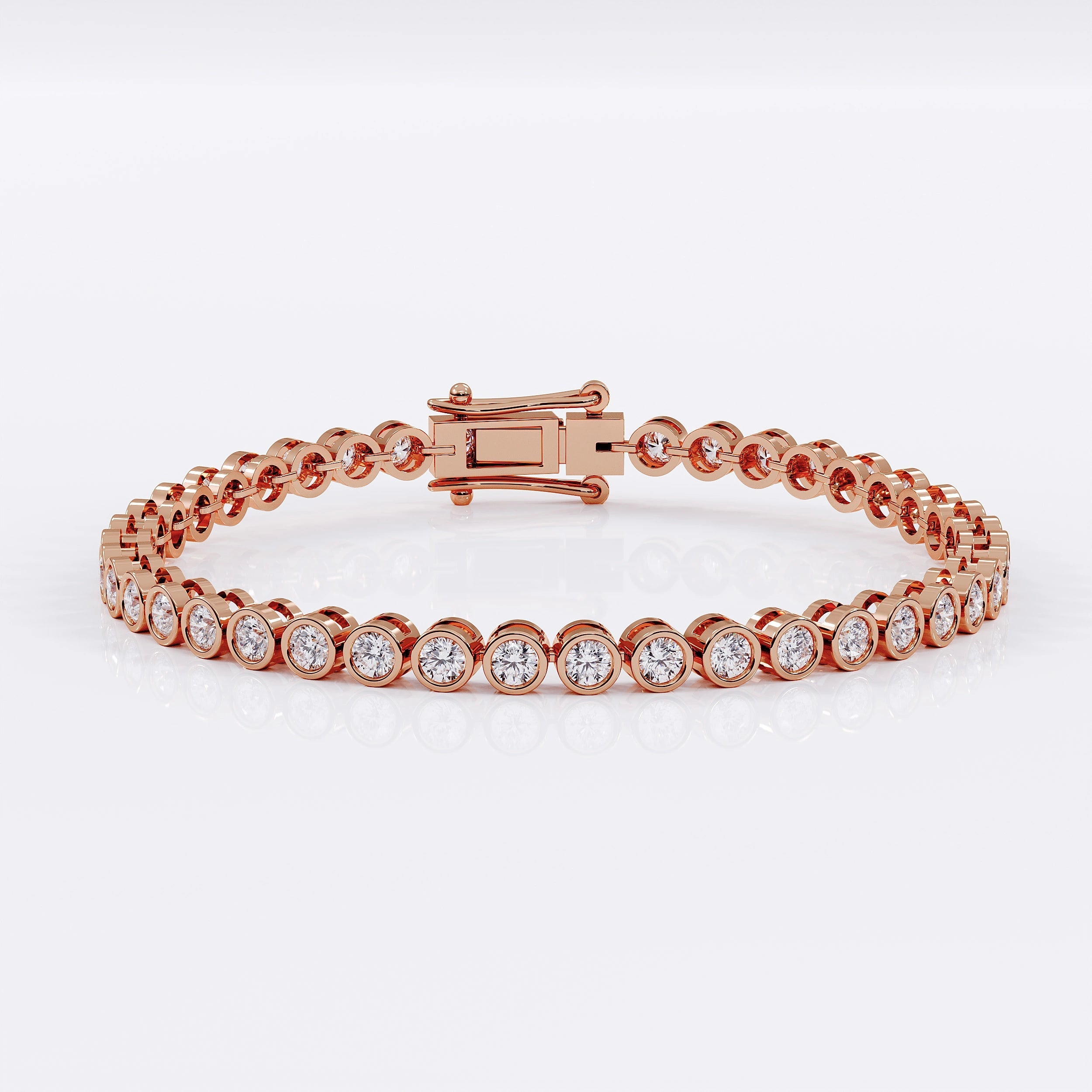 Diamond Tennis Bracelet with Bezel Design - 3mm (925 Sterling Silver) La Stella Jewels