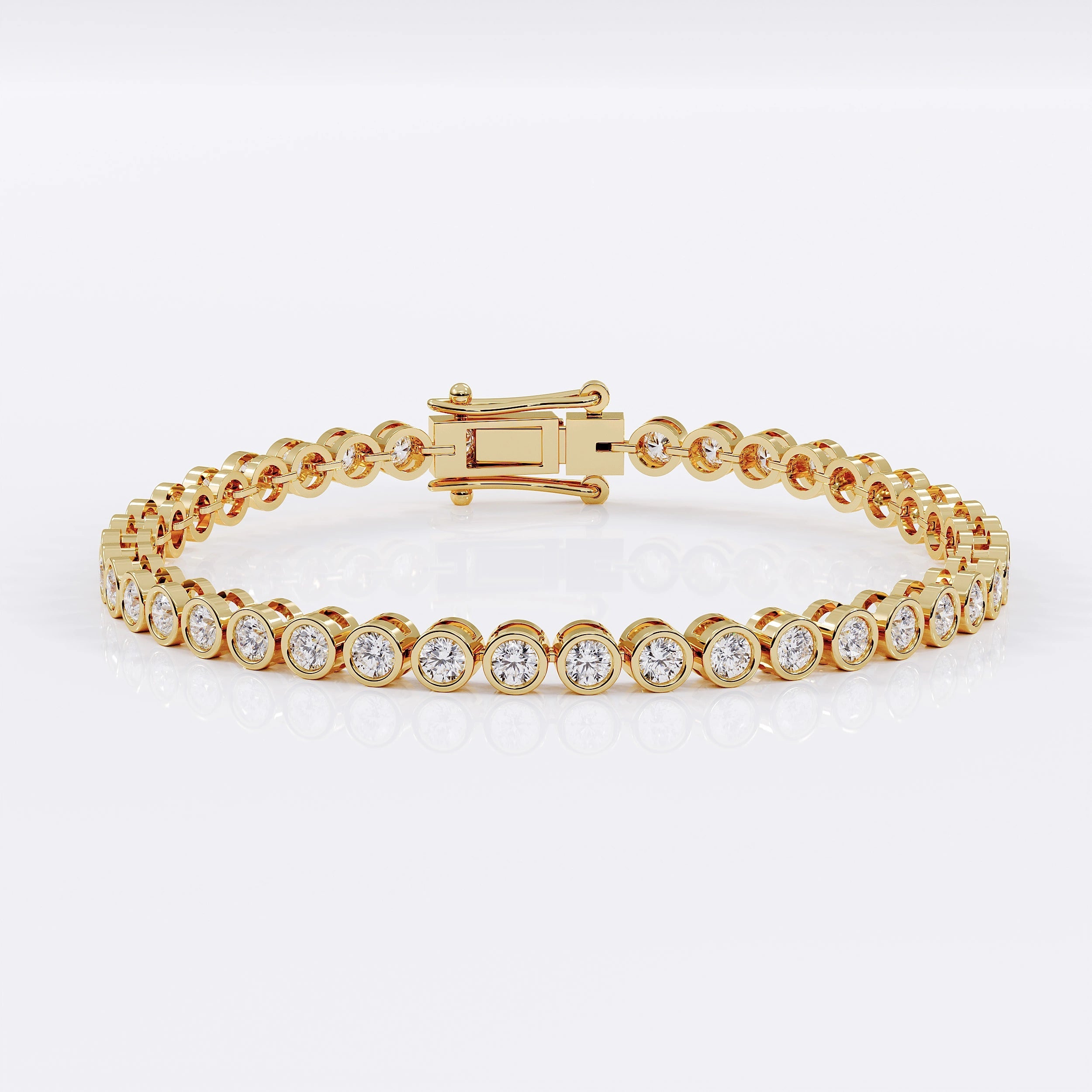 Diamond Tennis Bracelet with Bezel Design - 3mm (925 Sterling Silver) La Stella Jewels