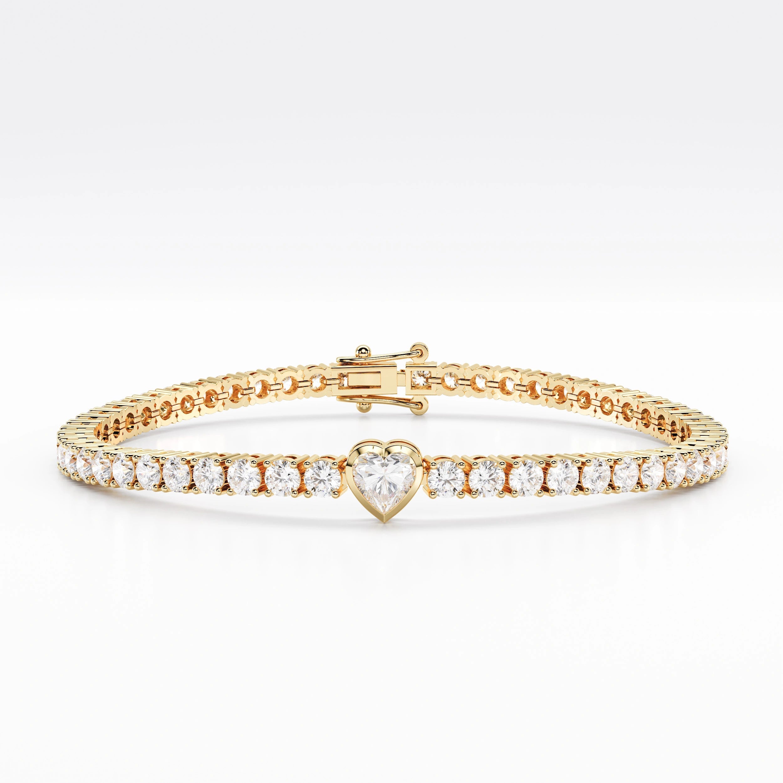 Heart Tennis Bracelet For Women (925 Sterling Silver) La Stella Jewels
