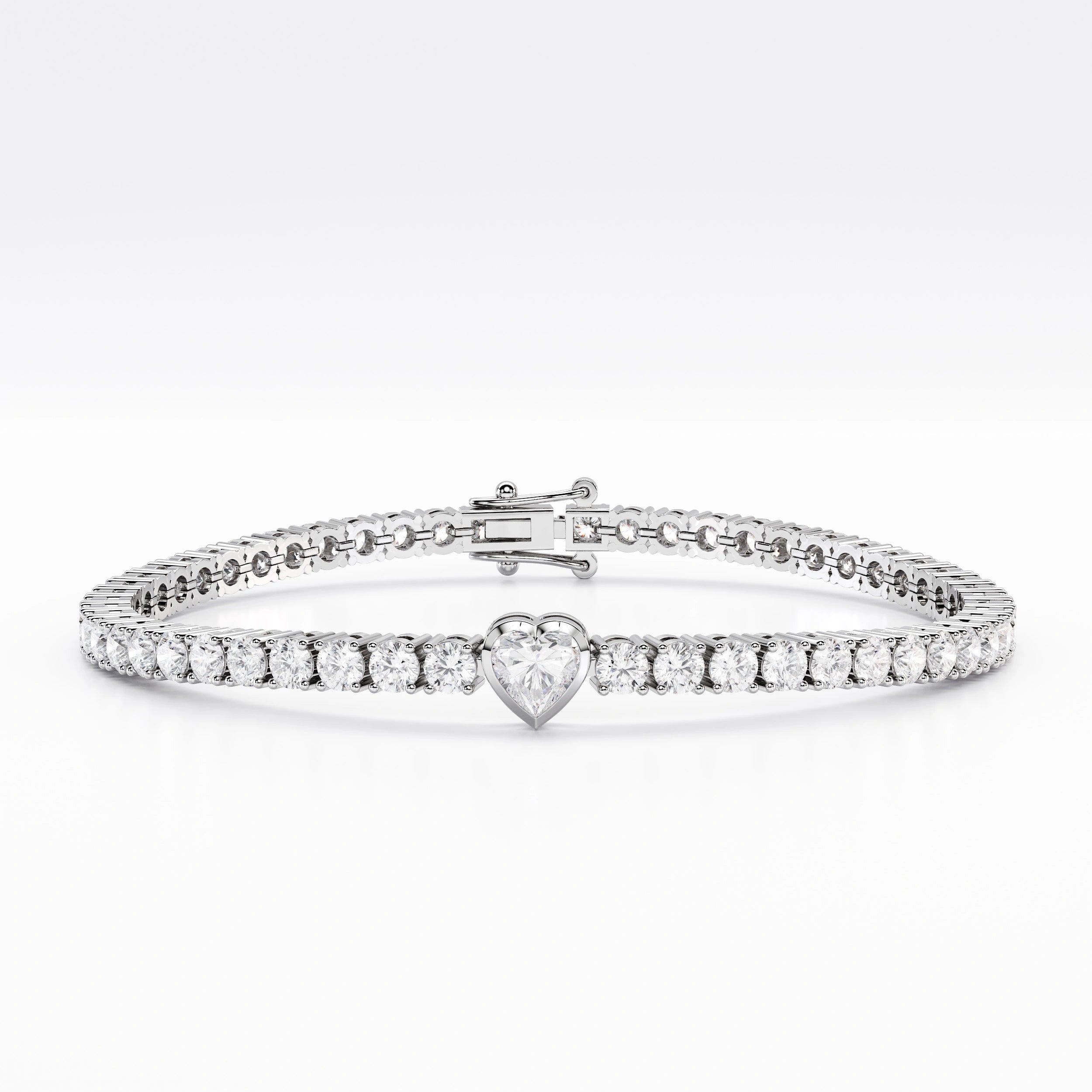 Heart Tennis Bracelet For Women (925 Sterling Silver) La Stella Jewels
