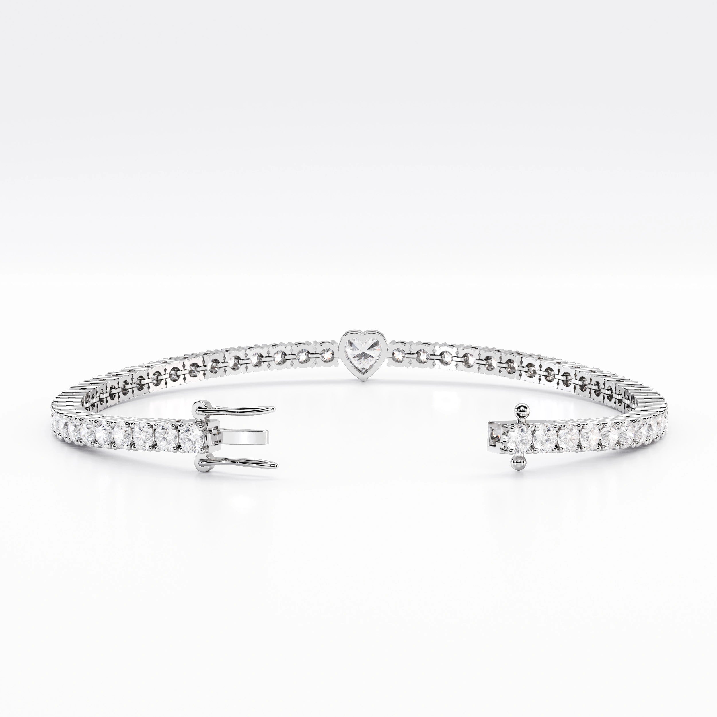 Heart Tennis Bracelet For Women (925 Sterling Silver) La Stella Jewels
