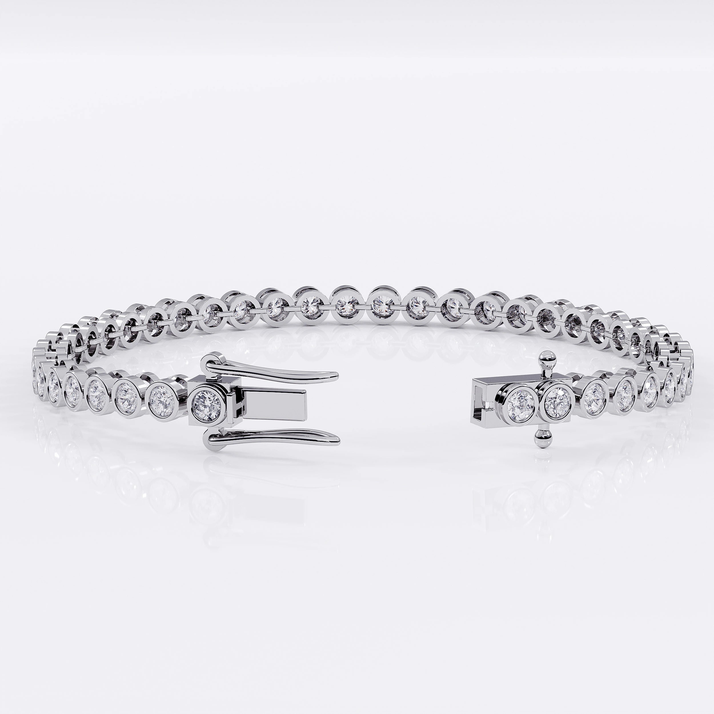 Diamond Tennis Bracelet with Bezel Design - 3mm (925 Sterling Silver) La Stella Jewels