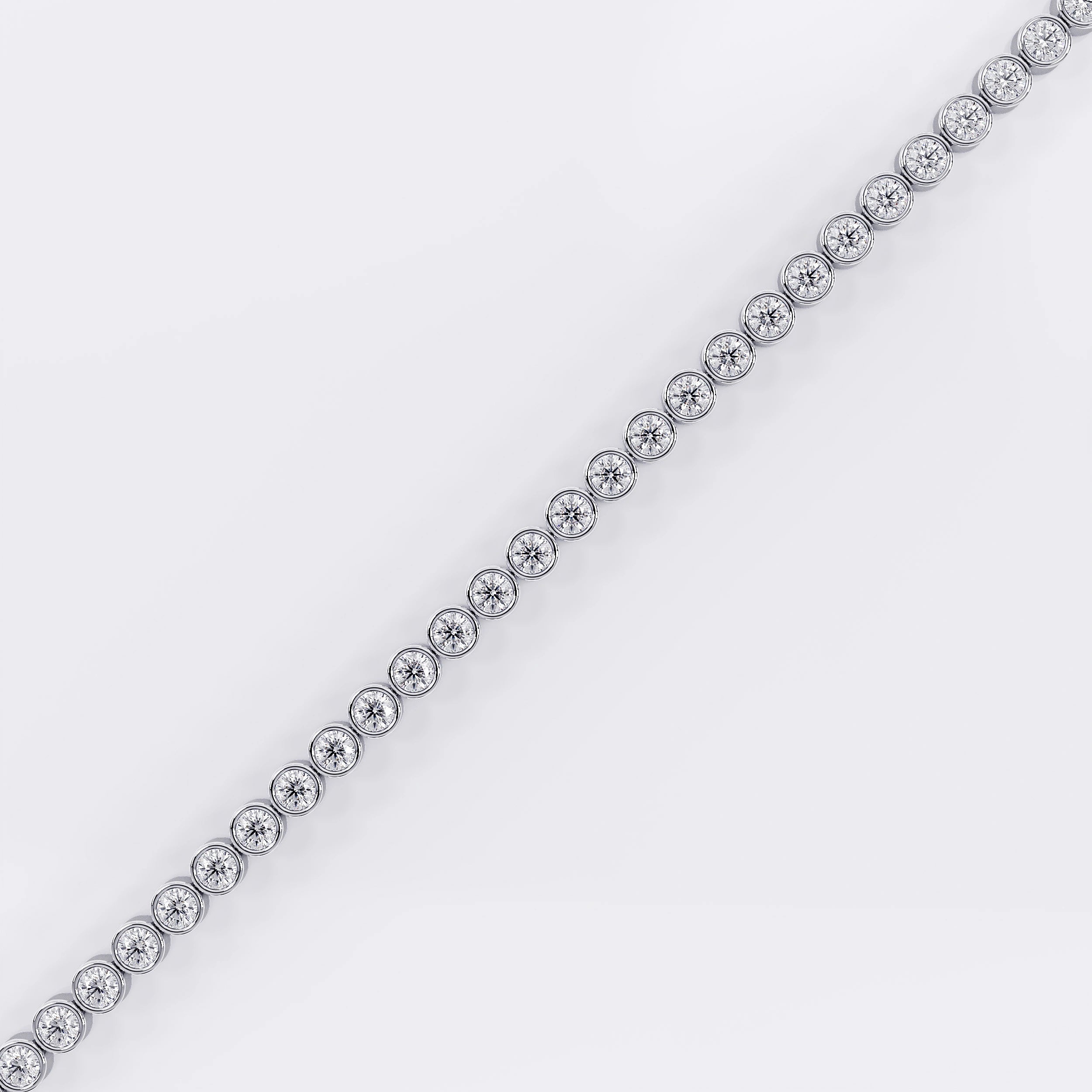 Diamond Tennis Bracelet with Bezel Design - 3mm (925 Sterling Silver) La Stella Jewels