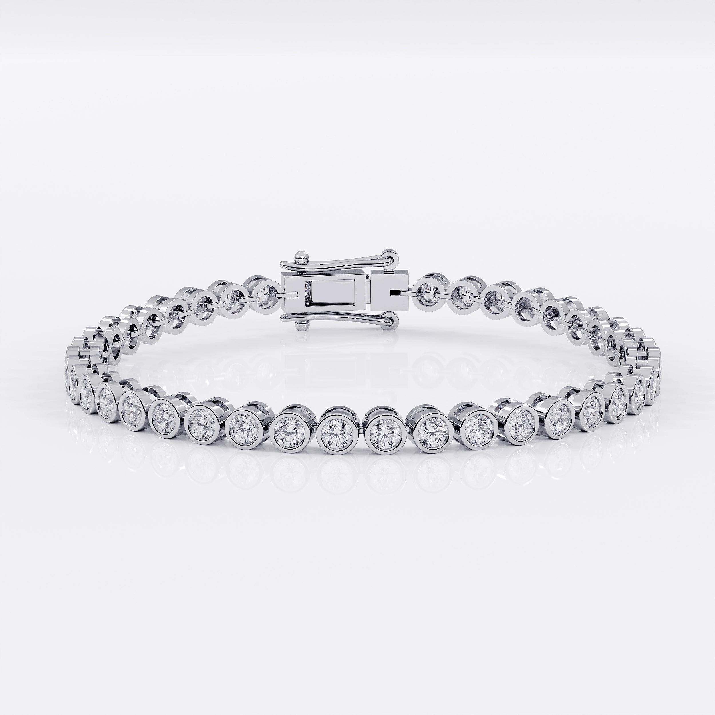 Diamond Tennis Bracelet with Bezel Design - 3mm (925 Sterling Silver) La Stella Jewels