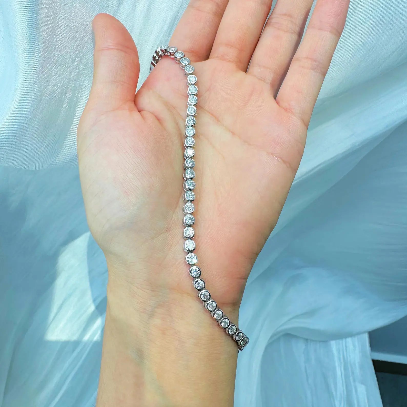 Tennis Bracelet with Bezel For Women (925 Sterling Silver) La Stella Jewels