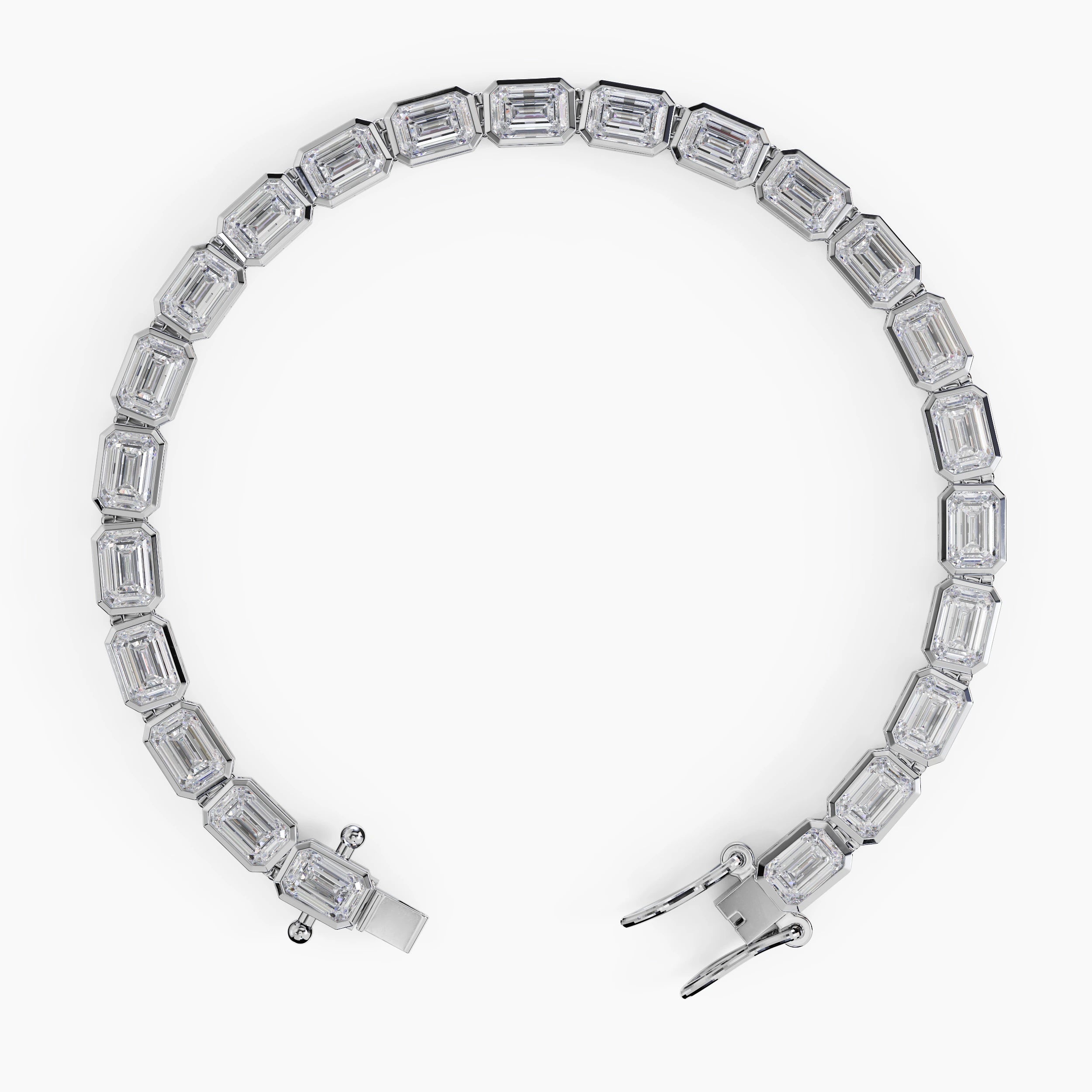 Bezel Emerald Cut Diamond Tennis Bracelet For Women La Stella Jewels