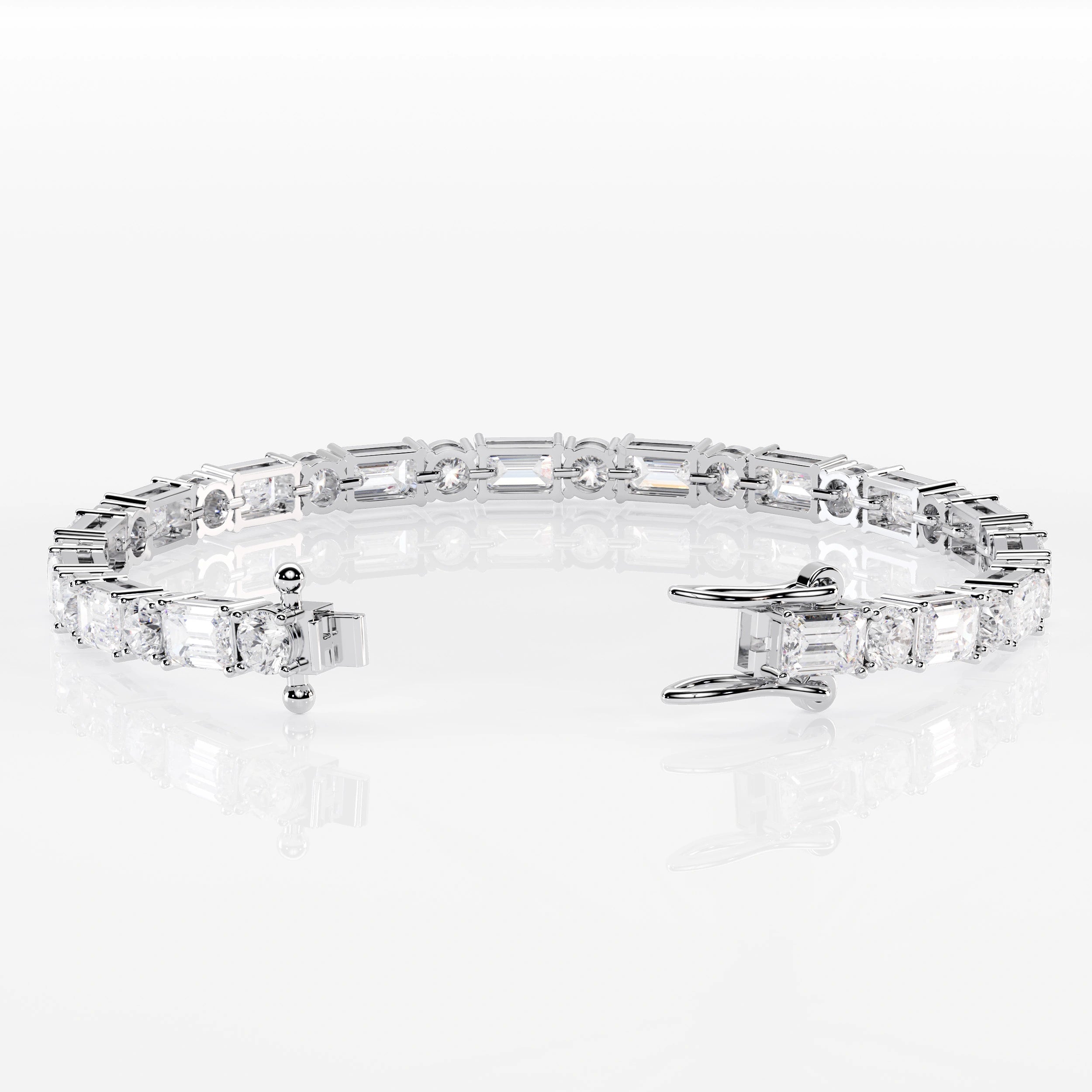 Mixed Cut Emerald & Round Diamond Tennis Bracelet La Stella Jewels