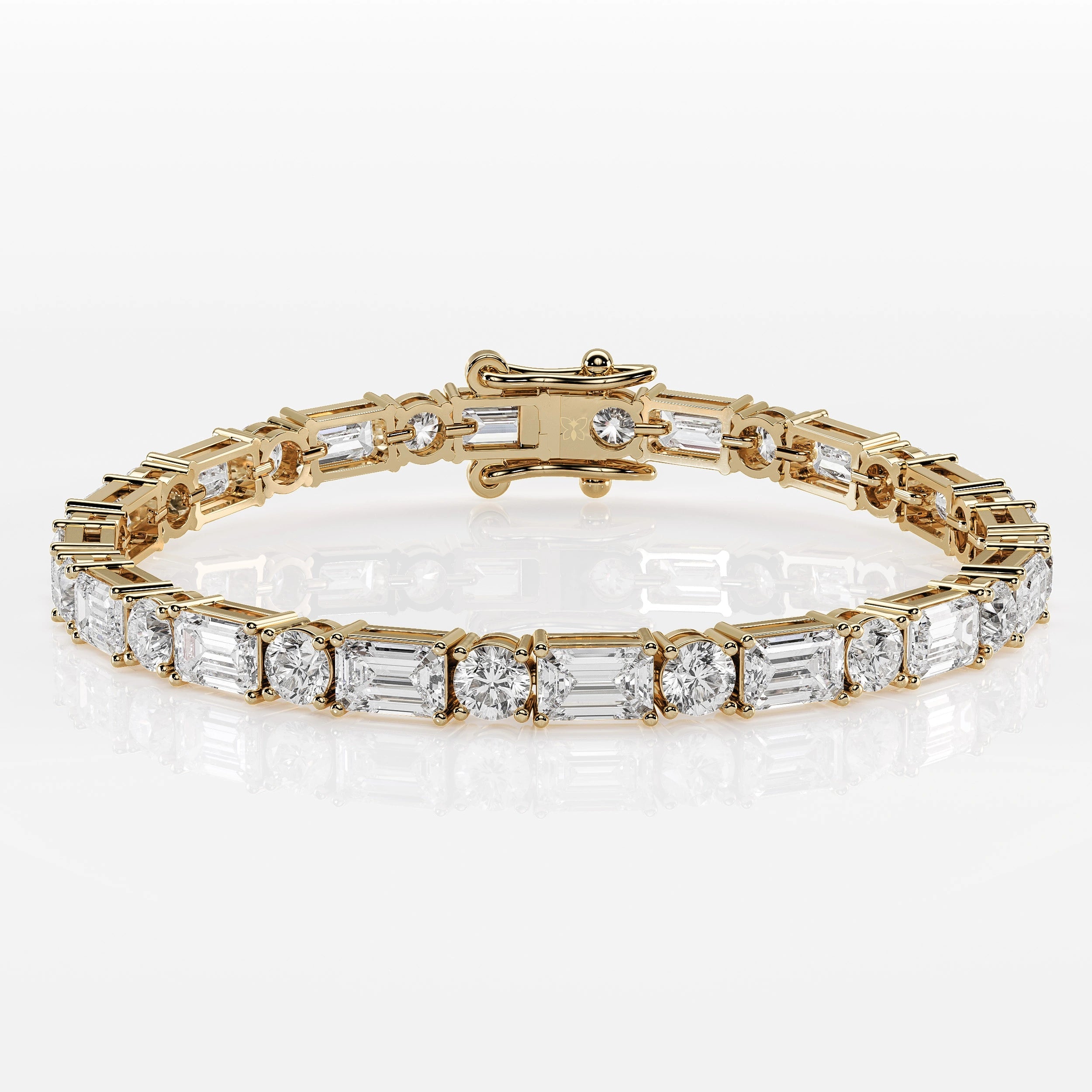 Mixed Cut Emerald & Round Diamond Tennis Bracelet La Stella Jewels