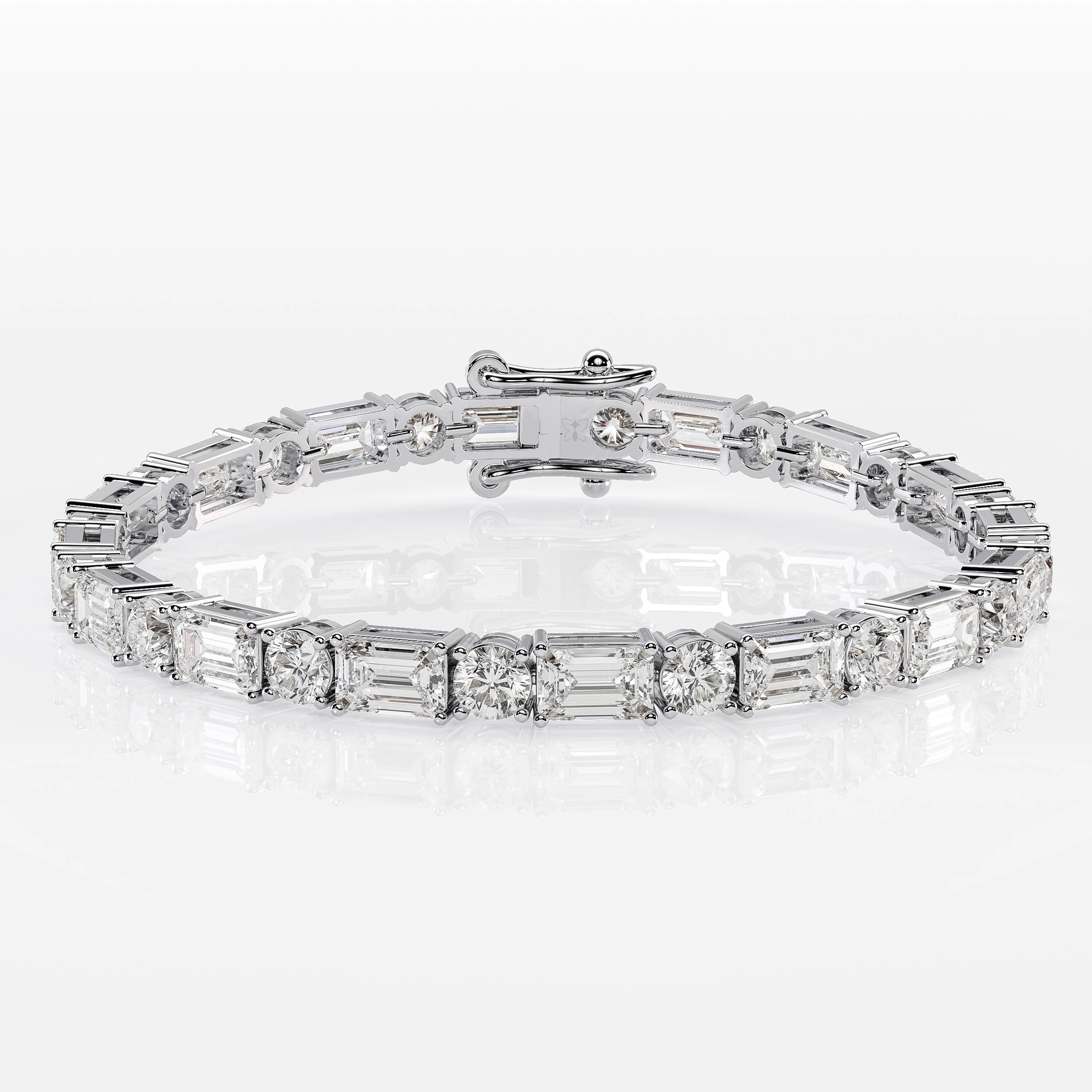 Mixed Cut Emerald & Round Diamond Tennis Bracelet La Stella Jewels