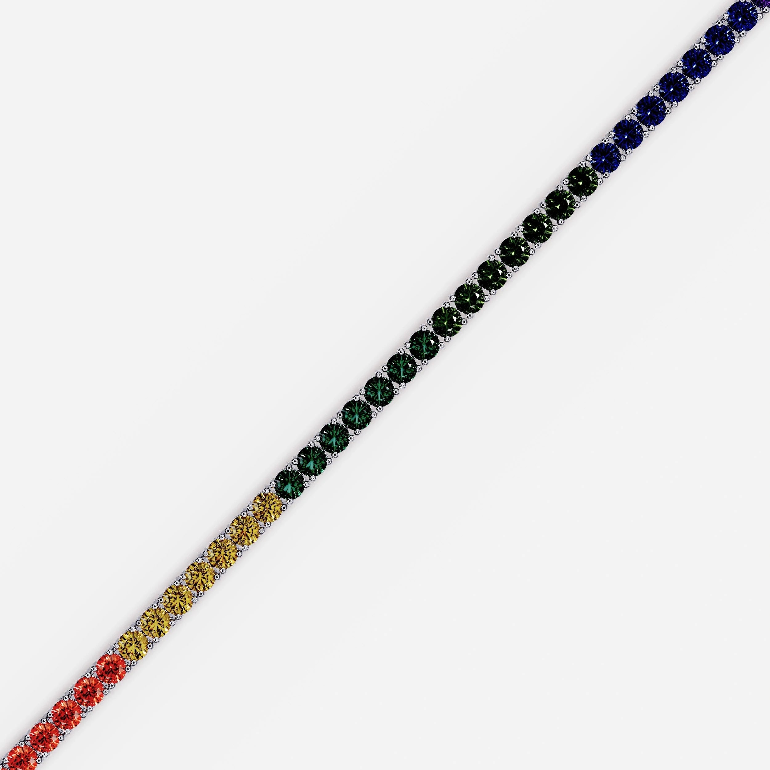 Rainbow Tennis Bracelet For Women (925 Sterling Silver) La Stella Jewels
