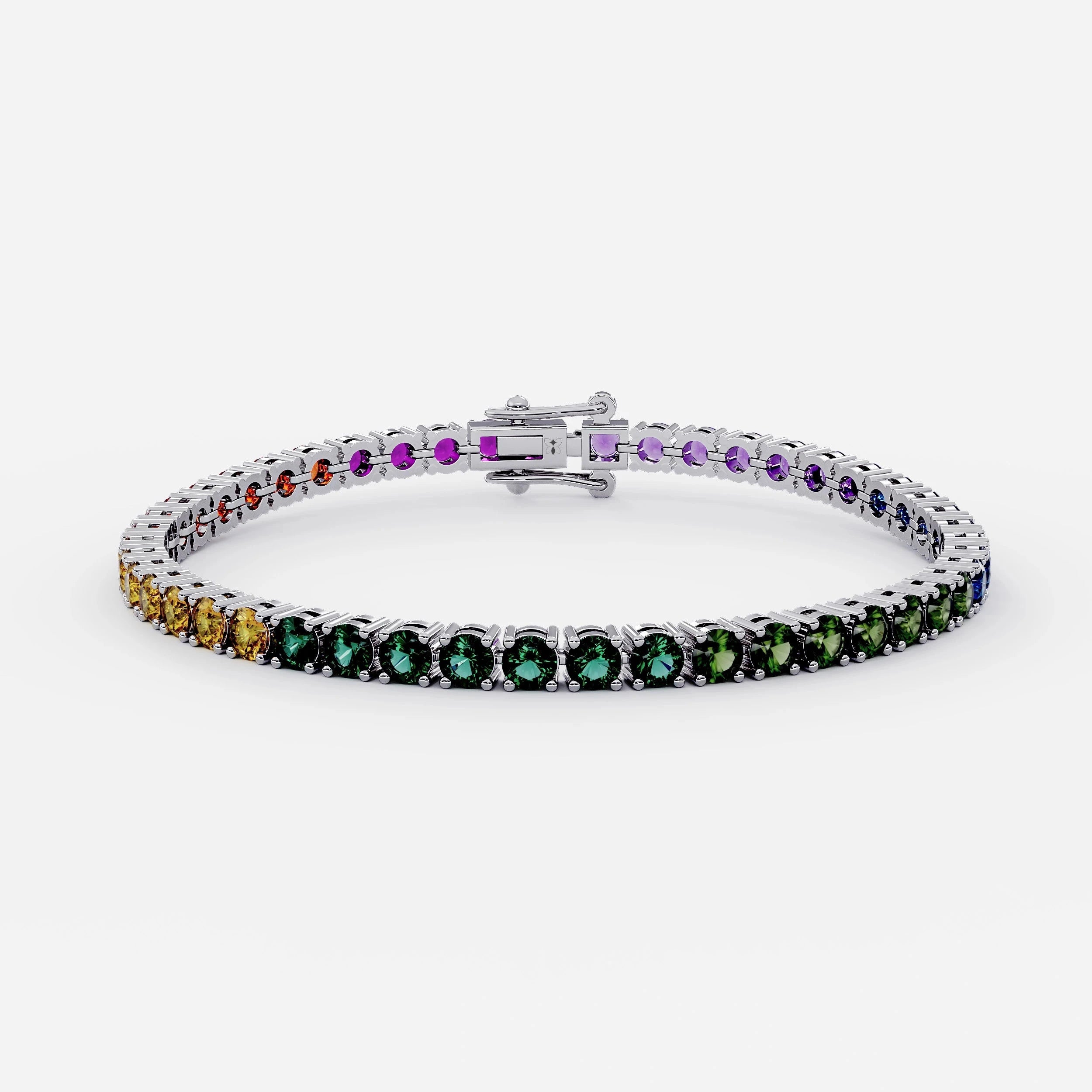 Rainbow Tennis Bracelet For Women (925 Sterling Silver) La Stella Jewels