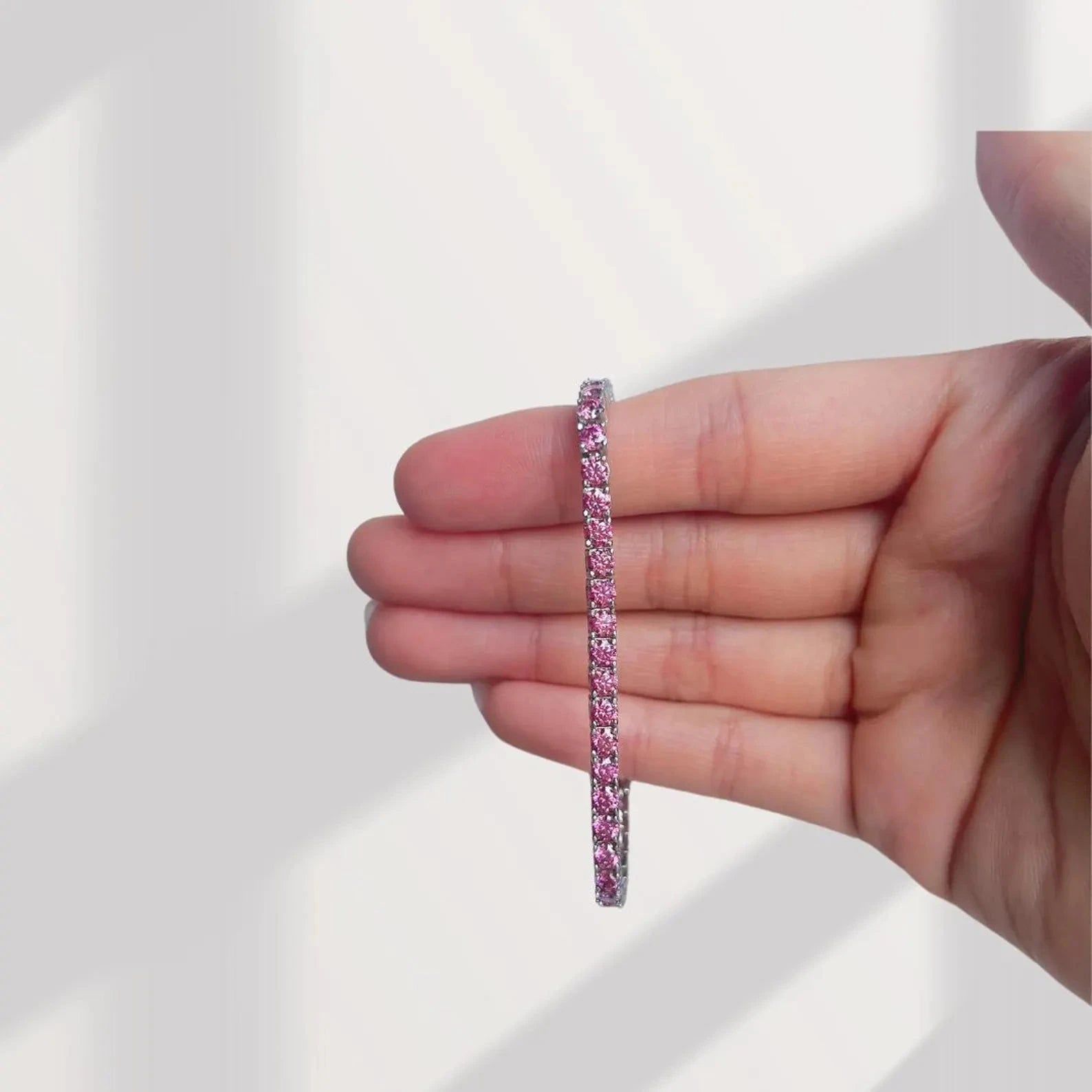 Pink Matrix Tennis Bracelet (925 Sterling Silver) La Stella Jewels