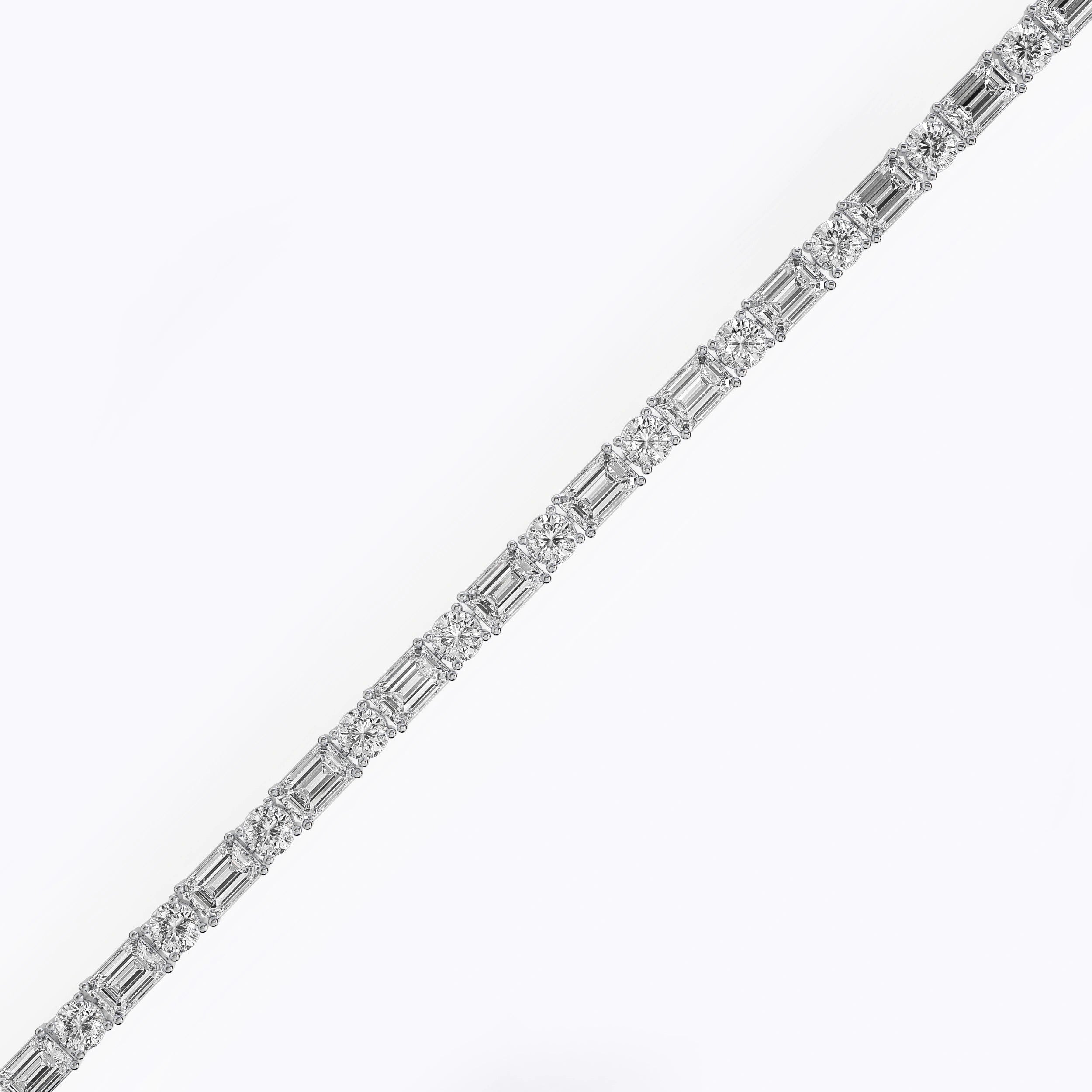 Mixed Cut Emerald & Round Diamond Tennis Bracelet La Stella Jewels