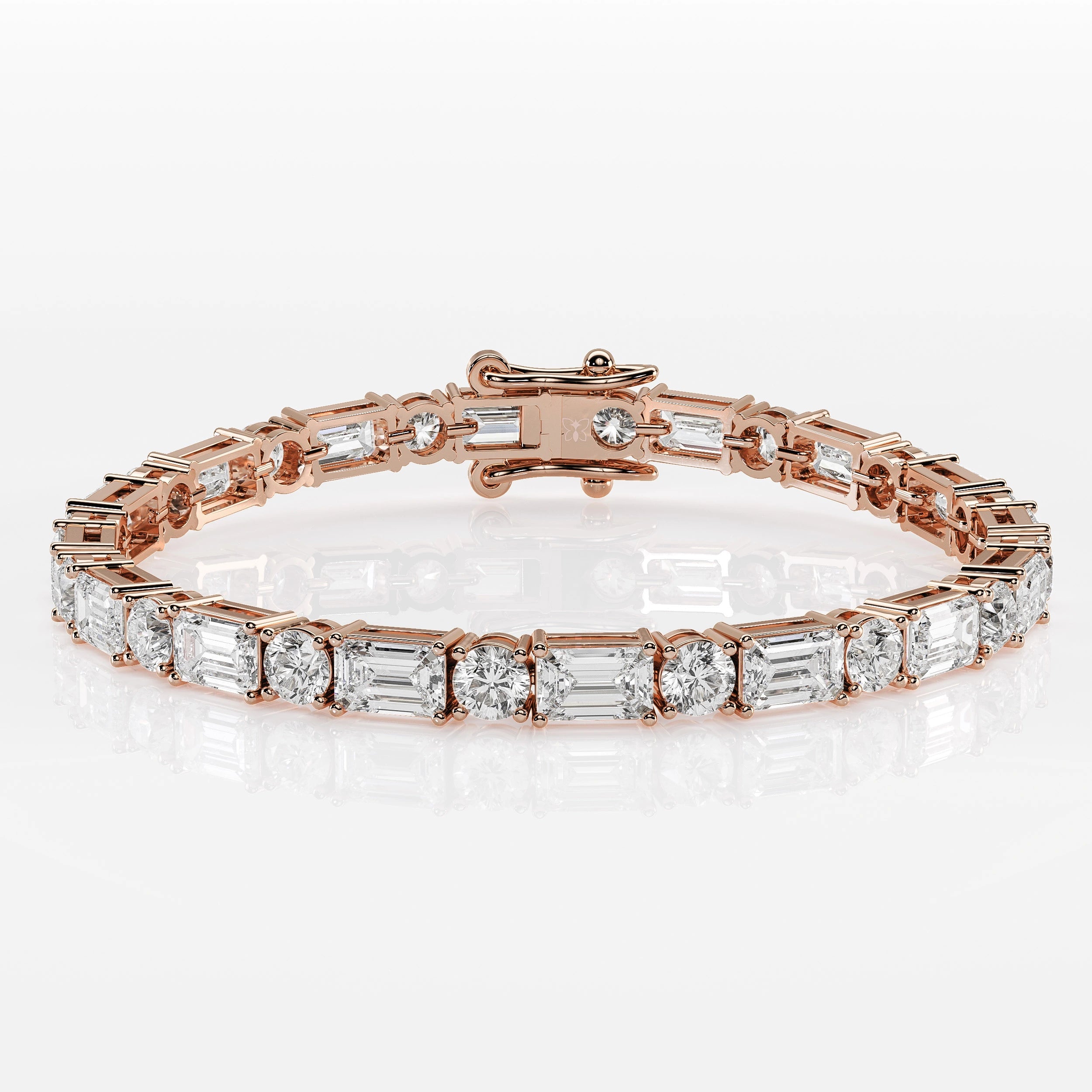 Mixed Cut Emerald & Round Diamond Tennis Bracelet La Stella Jewels