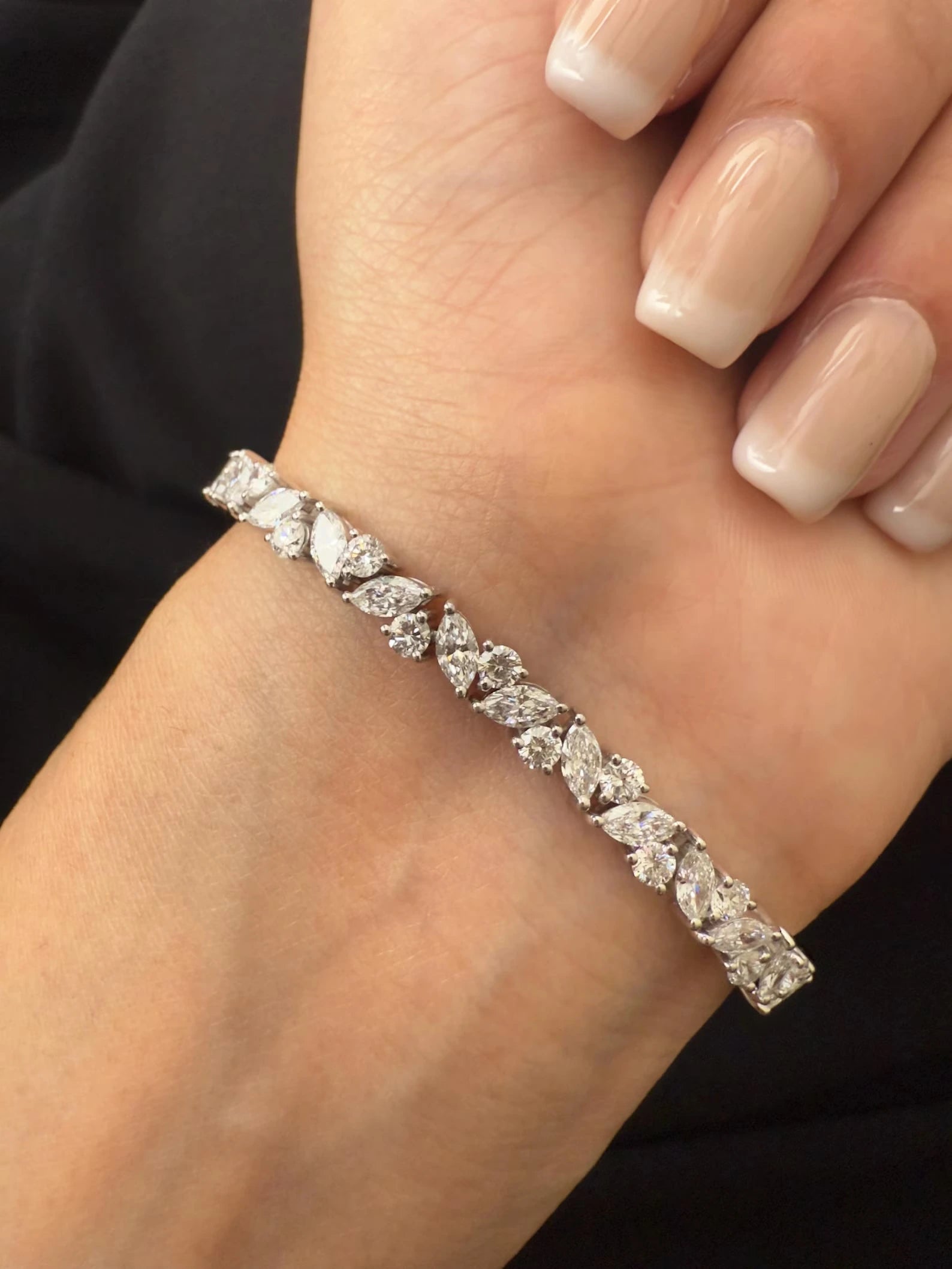 Cascading Marquise and Round Cut Tennis Bracelet For Women La Stella Jewels