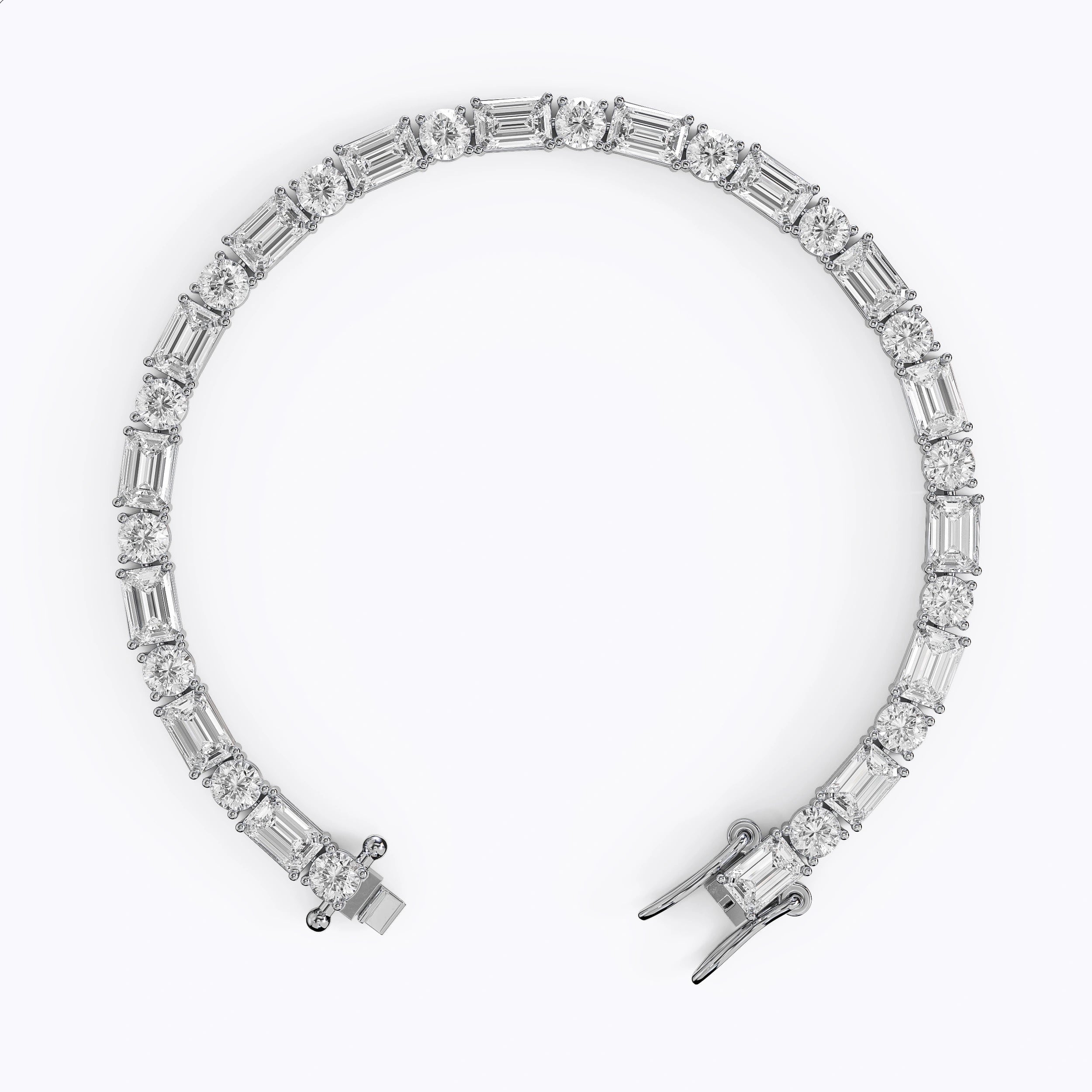 Mixed Cut Emerald & Round Diamond Tennis Bracelet La Stella Jewels